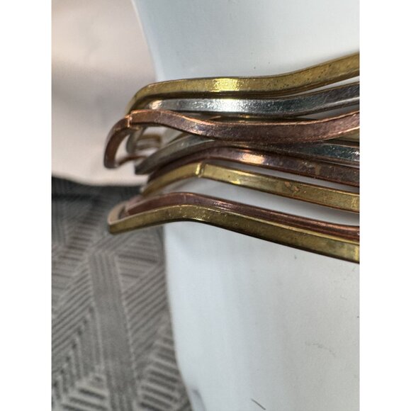 Set Of 9 Wavy Mixed Metal Bangles In Gold Copper & Silver Finish - Picture 6 of 16